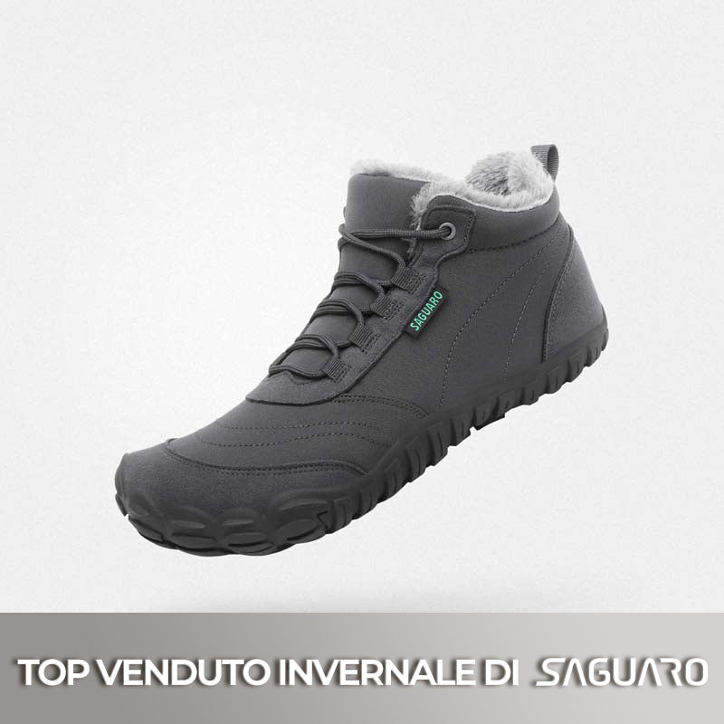 Stivali invernali barefoot grigio scuro Will II - Pianta larga e suola flessibile per passeggiate urbane con calore prolungato e stile minimalista