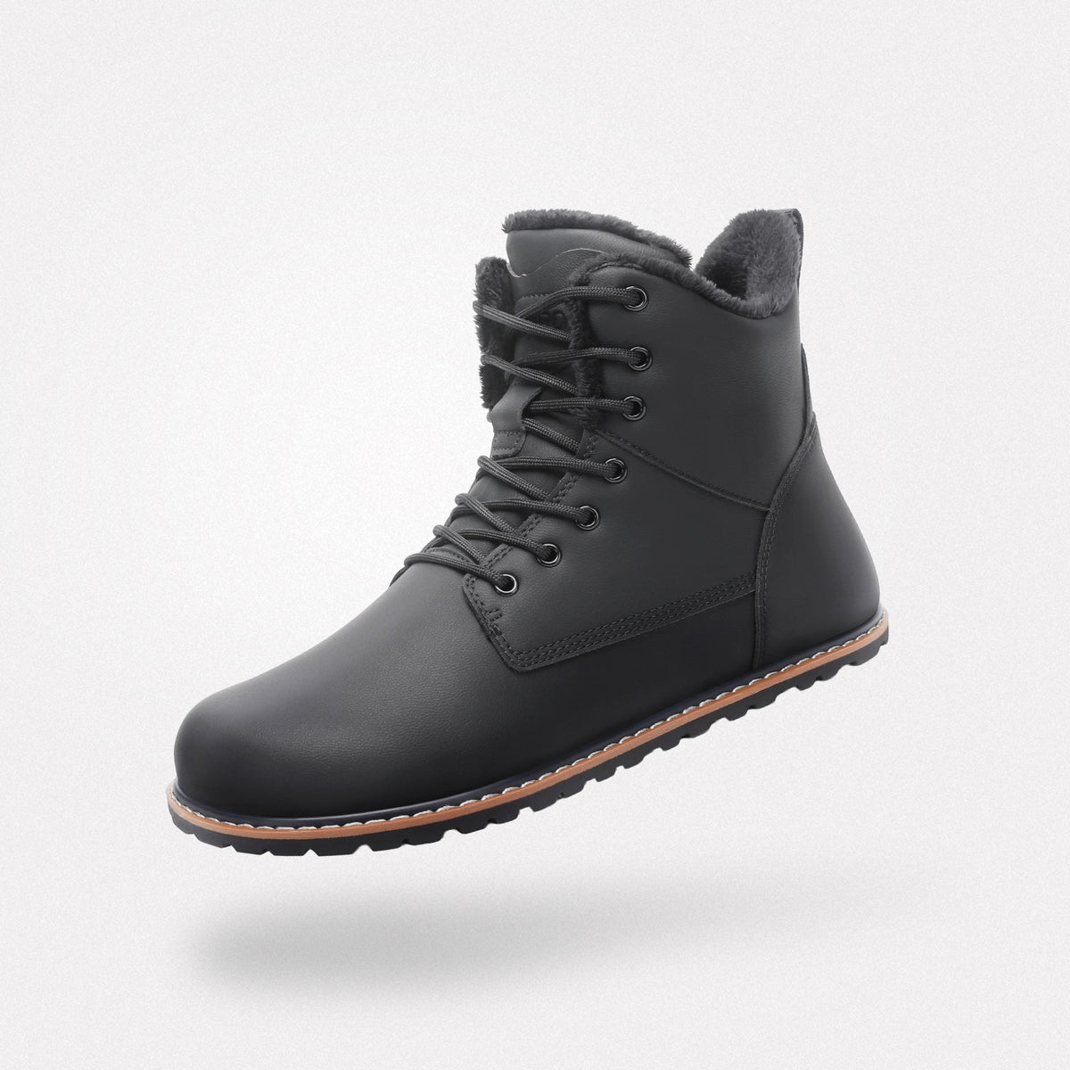 Stivaletti barefoot invernali Rover I da uomo neri con chiusura con lacci