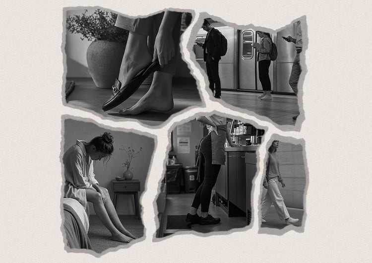 Piedi stanchi e fastidio ai piedi causati dalle calzature di tutti i giorni e dalla fatica del movimento.