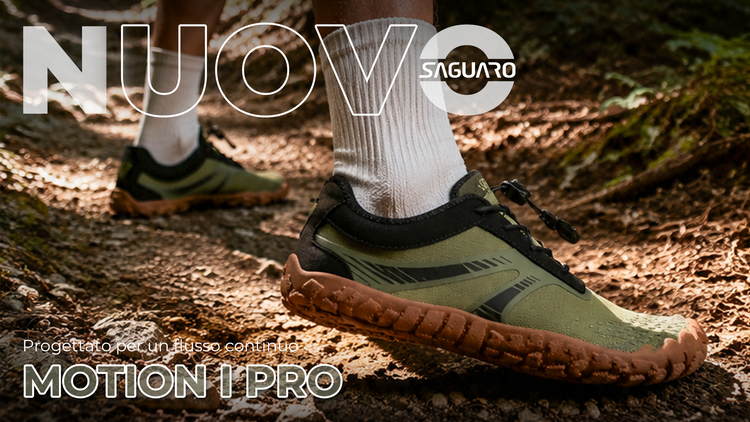 Scarpe barefoot SAGUARO Motion I Pro per escursioni su sentieri naturali